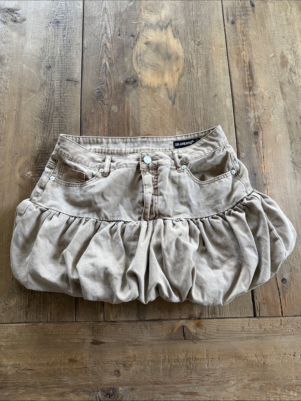 Blank NYC Tan Bubble Mini Skirt SZ 28